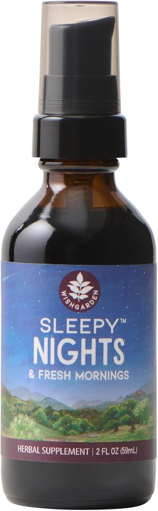 WishGarden Kräuter Schlafende Nächte & Frische Morgen - All-Natural Kräuter Schlafhilfe Tinktur, Organic Sleep Supplement mit Passionflower, Hops und Scullcap, unterstützt Tiefschlaf & Gesunde Schlafzyklen, 2oz