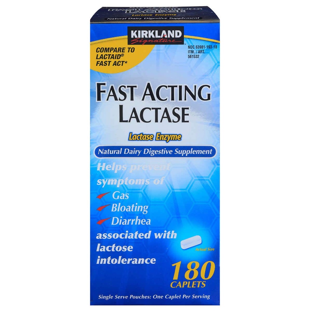 Kirkland Signatur Fast Acting Lactase Enzyme 180 Count
