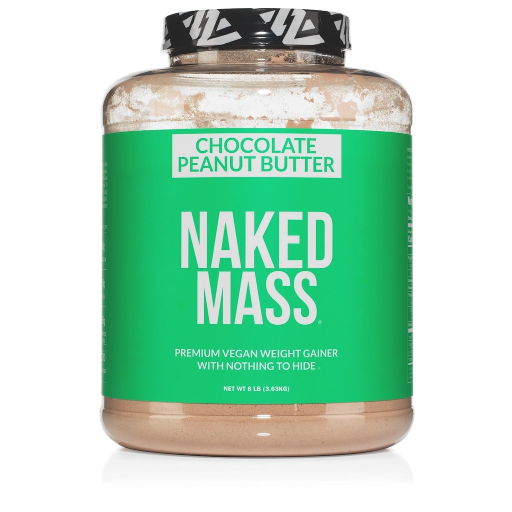 NAKED Vegan Maß - Schokolade Peanut Butter - 1.290 Kalorien, nichts Künstliches, Alle Natürliche Schokolade PB Gewicht Gainer Protein Pulver, Non-GMO, Soy & Gluten Free - 8LB Bulk - 11 Servierungen