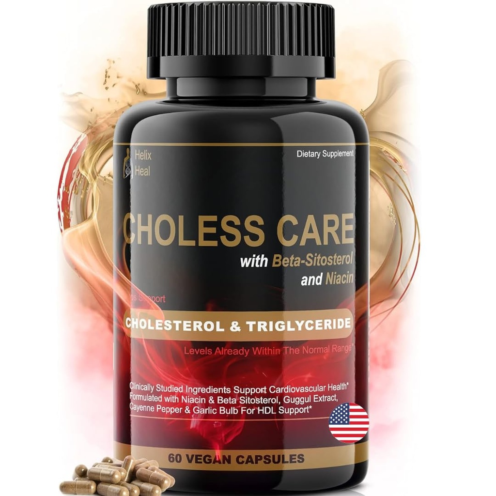 Cholesterin-Ergänzung - Triglyceride Support Capsules w. Organic, Odorless Garlic, Cayenne Pepper, Plant Sterols zur Unterstützung normaler HDL und LDL Cholesterol Levels w. Antioxidant Niacin (Vitamin B3)
