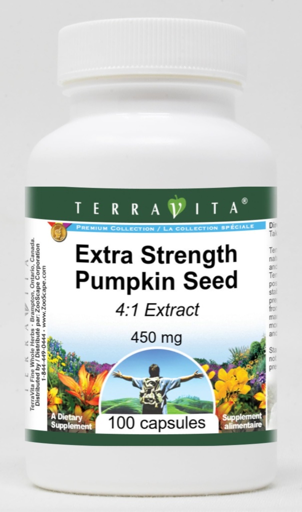 Graines de citrouille extra-résistance 4:1 Extrait - 450 mg (100 capsules, ZIN: 511230)