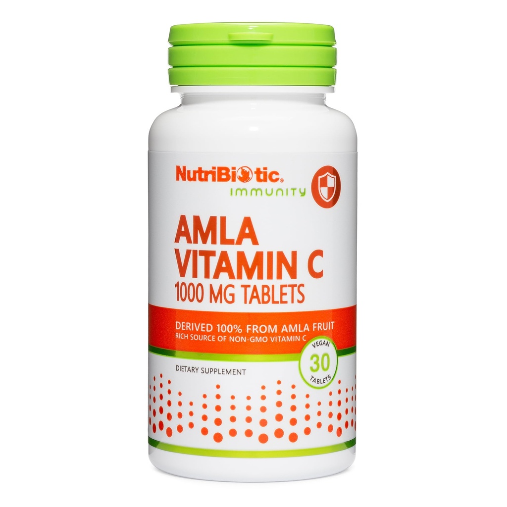 NutriBiotic Amla Vitamina C, 30 Tabs | Ricco Sorgente di Non OGM, Vitamina C naturale per Antiossidante & Collagen Supporto | 100% da Indian Gooseberry | Vegan & Gluten Free