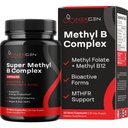 Methyliertes B Complex Vitamin Supplement - Bioactive Methyl B Complex mit 5-MTHF Methyl Folat & B12 Methylcobalamin für Gehirnherz Energie & Homocystein Unterstützung - Super Vitamin B Complex (30 count)