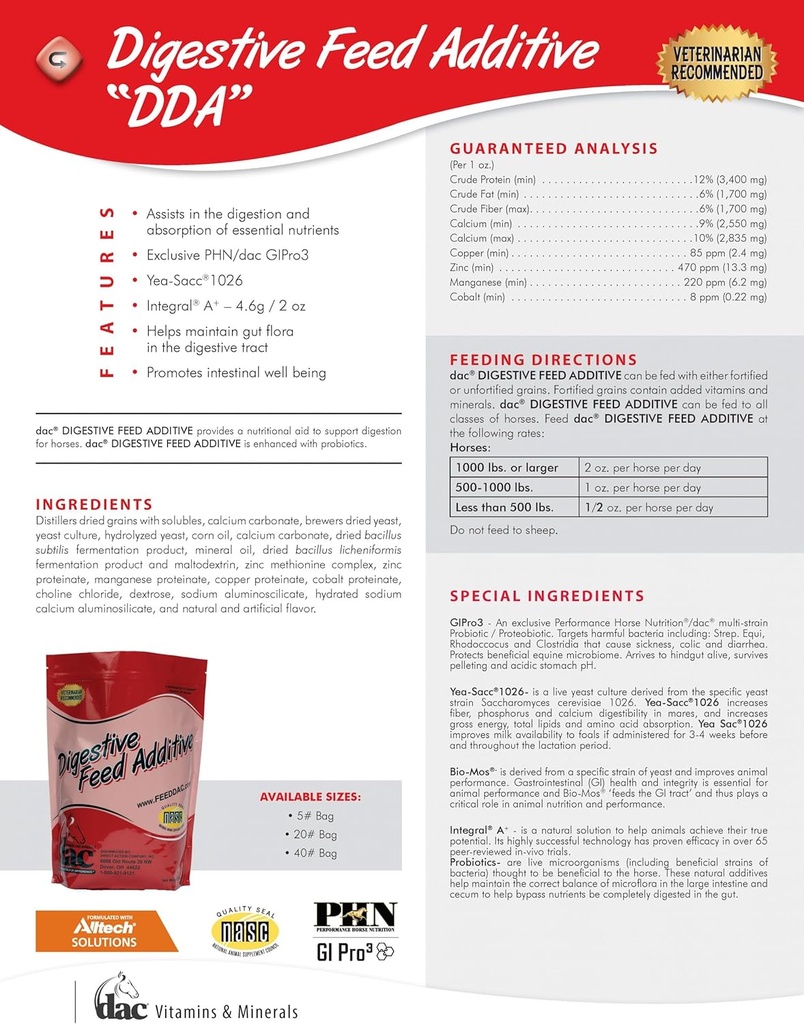 Generisches DAC Verdauungszusatzstoff (DDA) 5lb