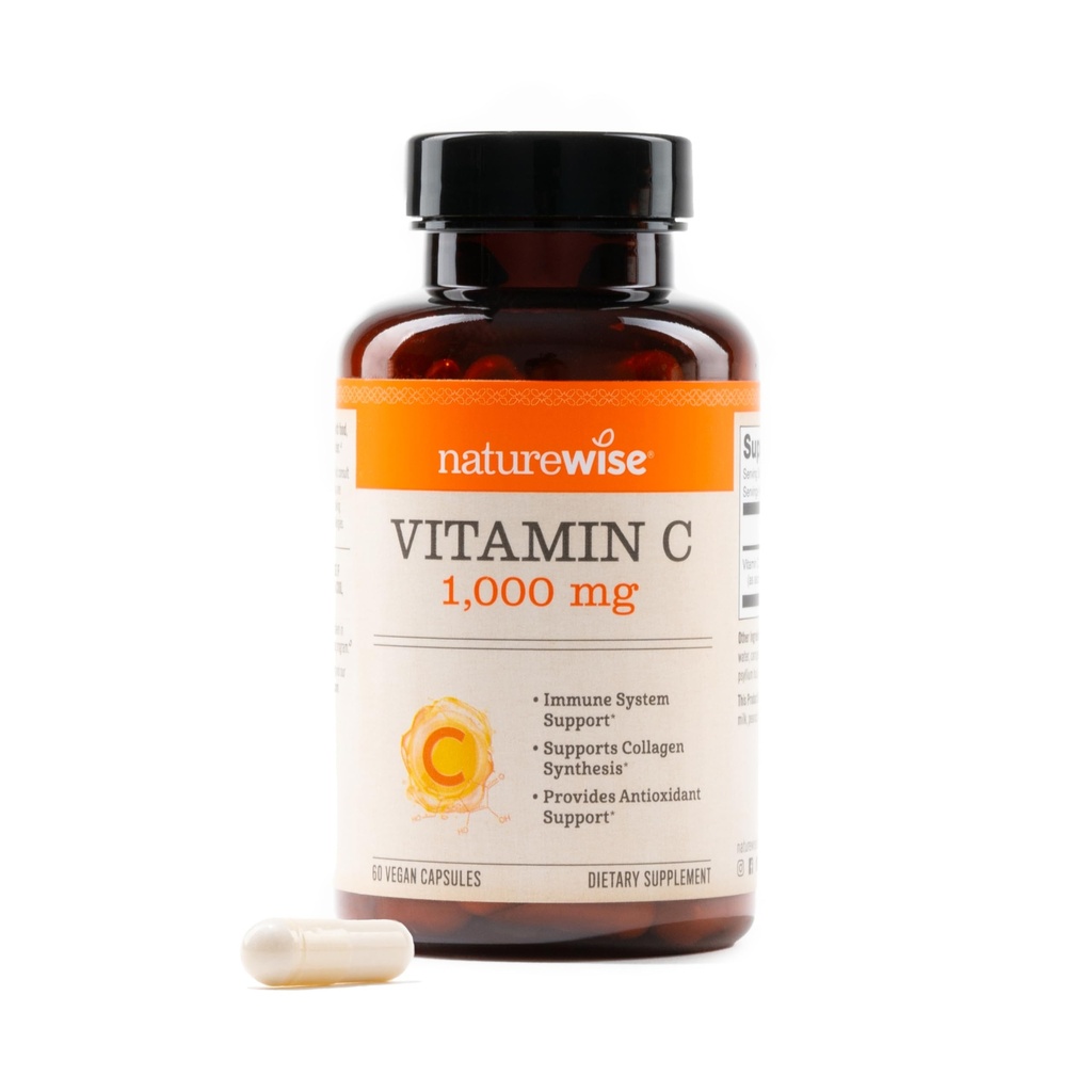NatureWise Vitamin C 1000mg Capsule - Vitamina C Vegan Extra Forza per Supporto Immune e Antiossidante Quotidiano - Non OGM, USA Prodotto - 60 Capsule[60-Day Supply]