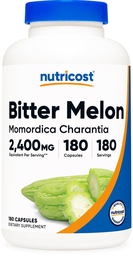 Nutricost Bitter Melon 600mg (2.400mg Equivalent), 180 Capsule - Gluten Free, Non OGM