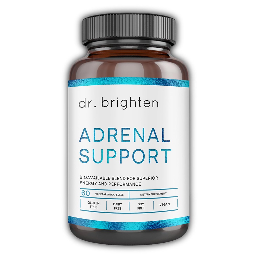 Dr Brighten Soutien adrénal - Supplément alimentaire avec Ashwagandha pour soutenir les niveaux d'énergie sains et la réponse au stress