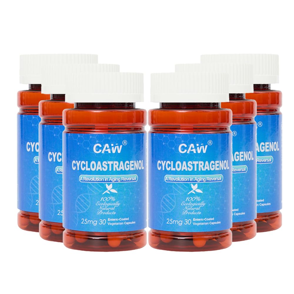 CAW Hypersorption Cycloastragenol | Telomere Support Anti-Aging | Cell Health Immune Booster | 25Mg 30Enteric-Coated Capsules 6 Bottles