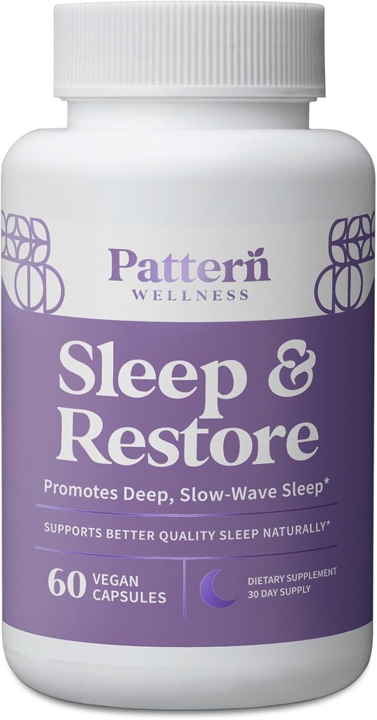Muster Wellness Schlaf + Wiederherstellungs-Ergänzung - Fördert tiefen, langsamen Schlaf - Mood & Stress Response Support - Pure Vegan Health - 60 Non-GMO Kapseln