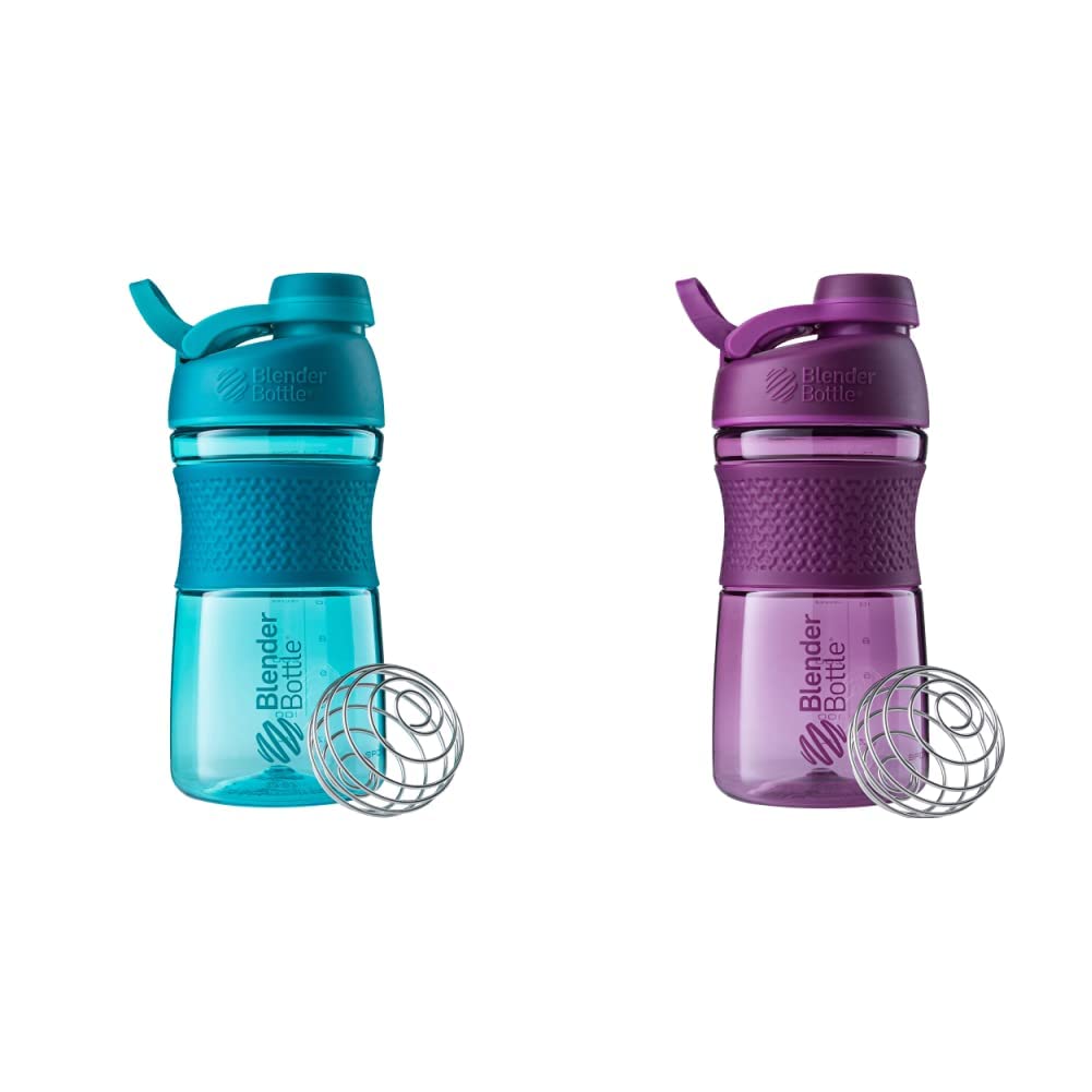BlenderBottle 20 once SportMixer Shaker Bottiglie con BlenderBall Wire Whisk, Plum e Teal