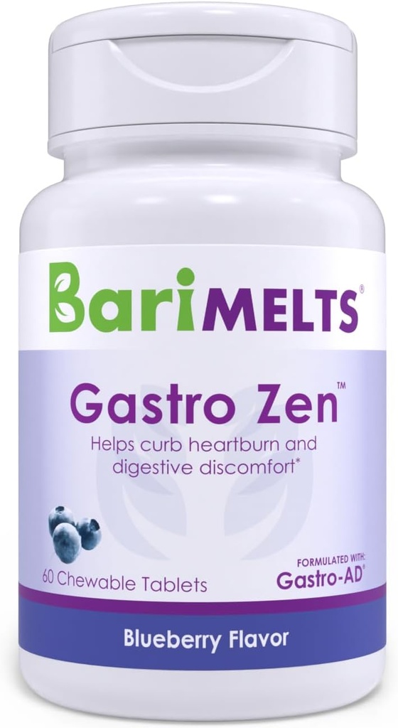 BariMelts Gastro Zen® mit Gastro-AD®, 60 Kautabletten (1-Monats-Versorgung), Postbiotika für Sodbrennen-Relief und Gutgesundheit nach Bariatric Chirurgie