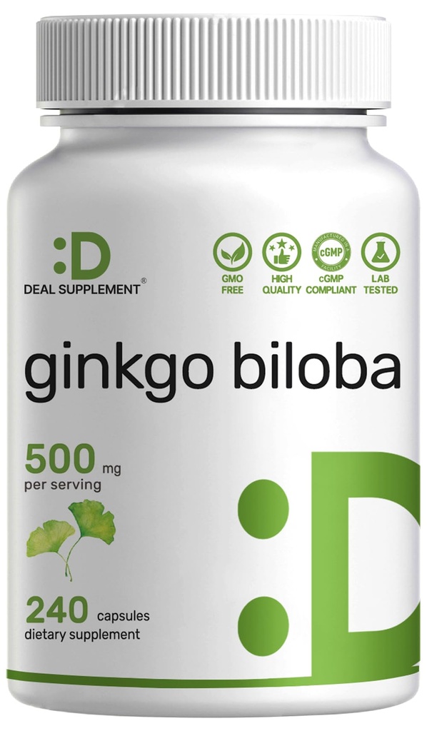 DAL SUPPLEMENTO Ginkgo Biloba 500mg Per Serving, 240 capsule, 4 mesi di alimentazione – Crescita in Asia settentrionale – Extra Forza, promuove la funzione del cervello