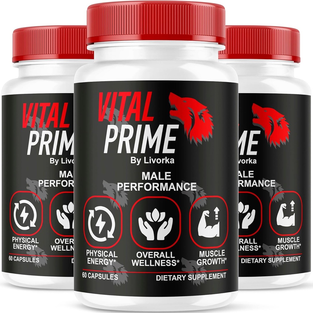 LIVORKA Prime vitale per gli uomini, formula avanzata, capsule di supporto supplemento dietetico per 3 mesi, pacchetto di 3