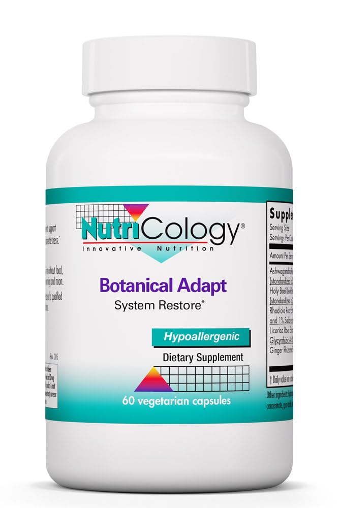 Nutricology Botanical Adapt - Stress Support, Adaptogens Supplement, HPA, Ashwagandha, Rhodiola und Heilige Basil, Cortisol Manager - 60 Count