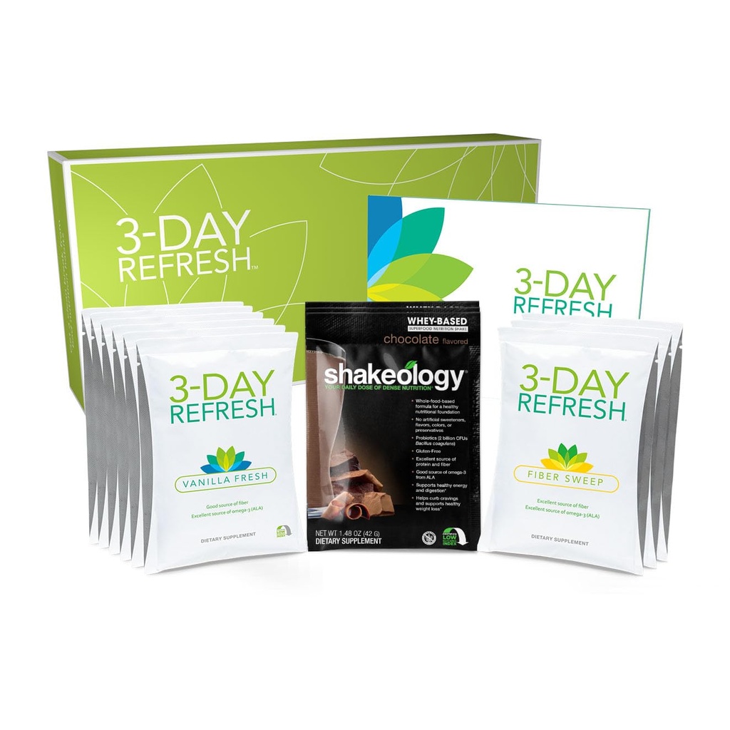 BODi 3-Day Refresh Kit completo – Shakeology, Vanilla Fresh Protein Shake, Fiber Sweep, Guida di programma per mangiare pulito, Perdere un Pounds, Maggiore energia e benessere, Body Cleanse