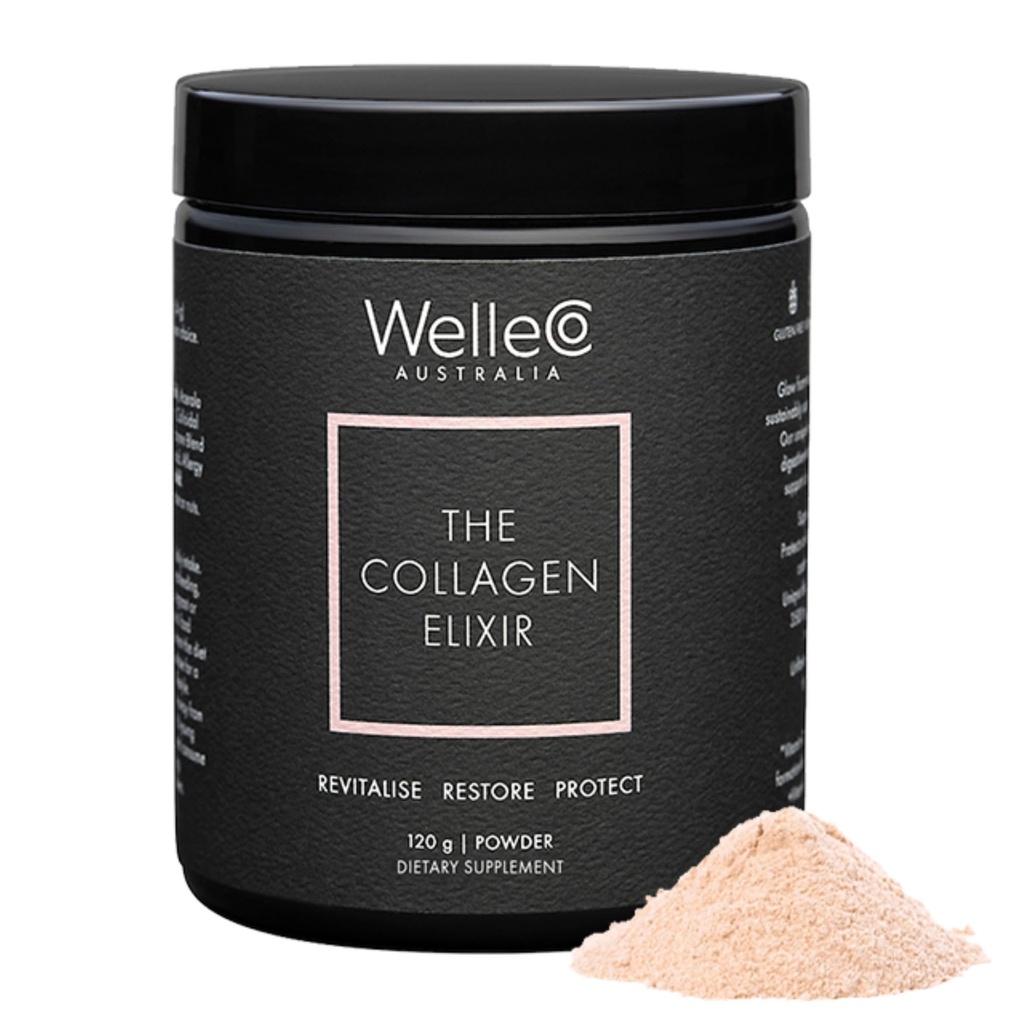 WelleCo Il Collagene Elisir, Peptidi di collagene marino polvere con acido ialuronico, vitamina C, enzimi digestivi & silice per pelle, capelli e unghie, non aromatizzati, 4.23 oz