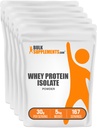 BulkSupplements.com Polvere isolata di proteine del siero di siero - Polvere di proteine del siero non aromatizzata, supplemento nutrizionale - senza glutine, 30g per porzione, 1kg (2.2 lbs) (pacchetto di 5)