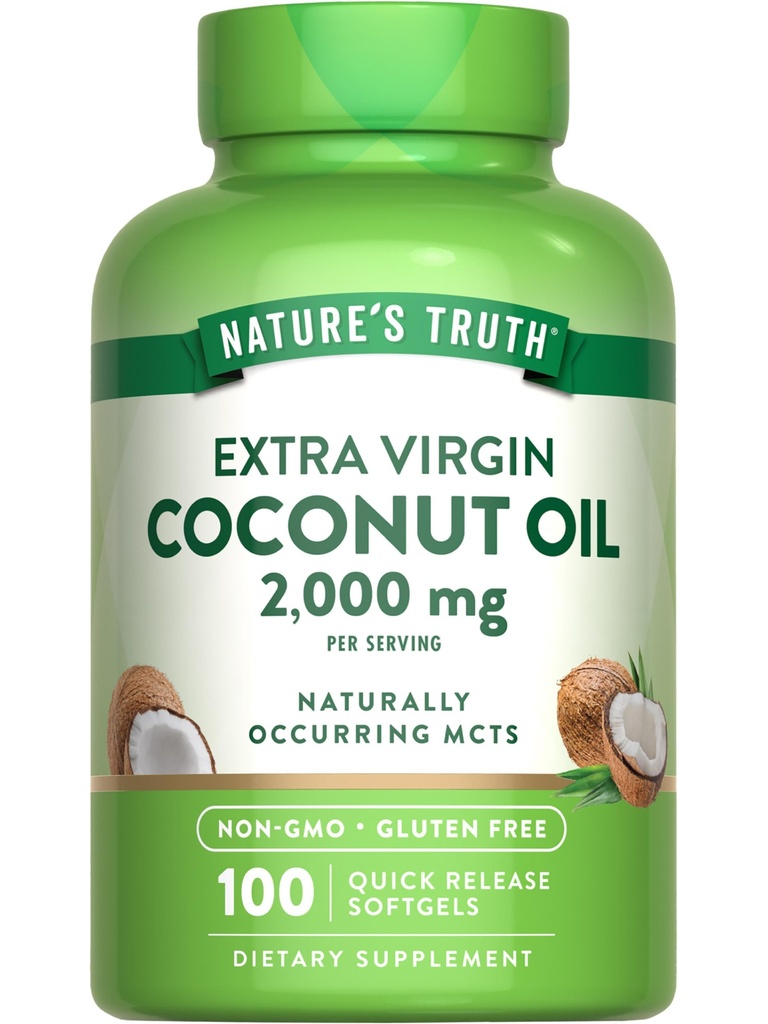 Nature's Truth Coconut Oil Supplement | 100 Softgels | Natürlich CT MCTs | Non-GMO & Gluten Kostenlos