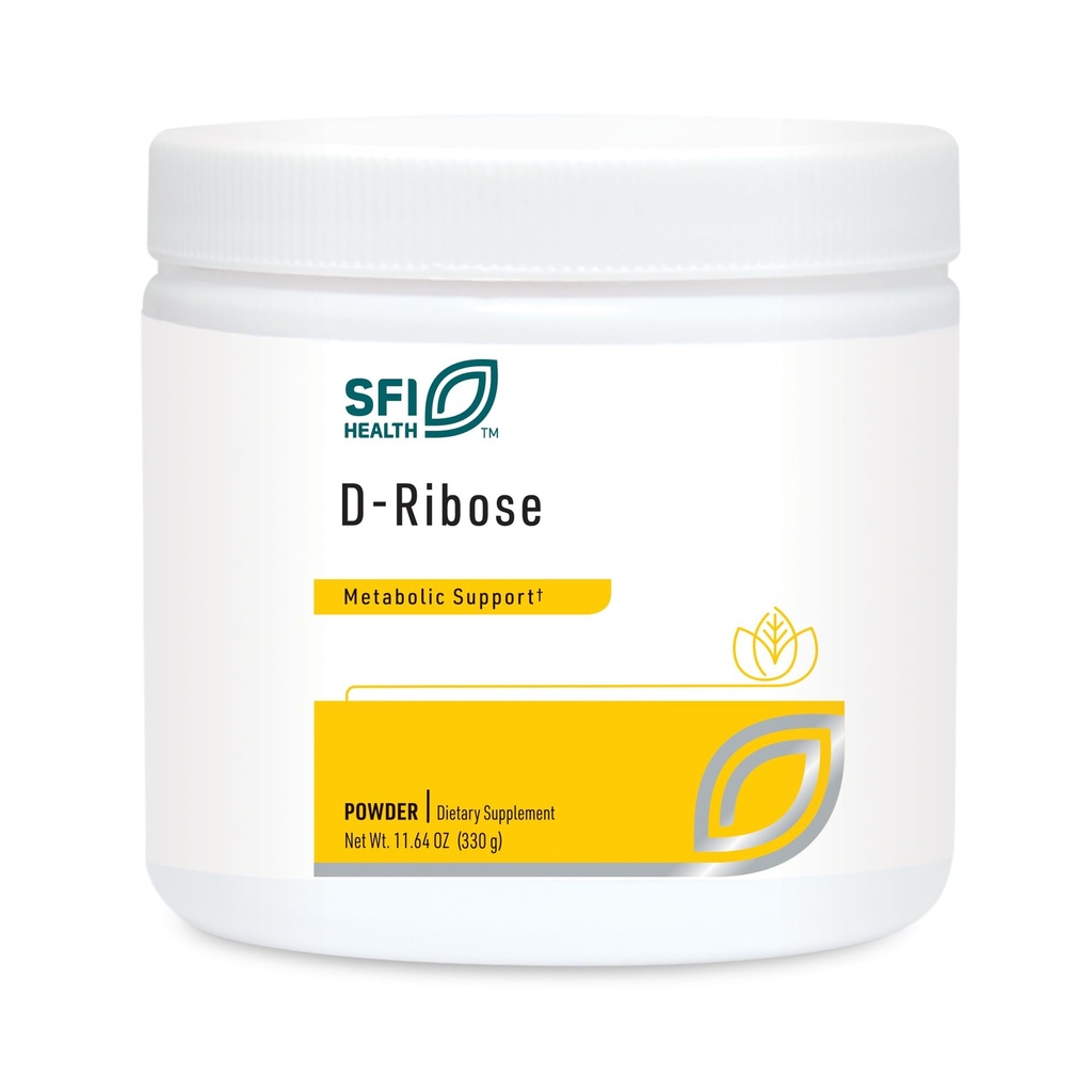 Klaire Labs SFI Health D-Ribose Poudre - Métabolisme énergétique et soutien cardiovasculaire - Supplément D-Ribose hypoallergénique avec goût doux naturel - Mélanger dans l'eau ou le jus (300g / 10.58oz)