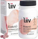 LiiV Probiotics Premium Women's Probiotic (60 Caps) Supporto Digestivo Salute Vaginale pH Balance & UT Supporto 3-in-1 Daily S boulardii Probiotic Blend