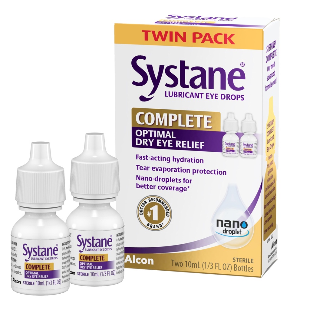 Systane Komplette Schmiermittel Augentropfen, 0,34 Fl Oz, Twin Pack (Paket von 2)
