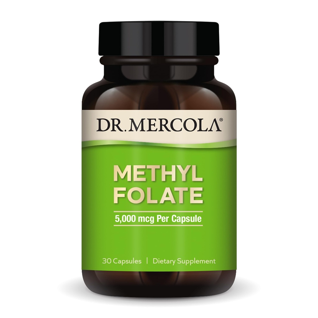 Dr. Mercola Methyl Folate - unterstützt Entgiftung & Zelluläre Gesundheit - 5-MTHF Folate - Bioverfügbare Formel - 5 mg - 30 Kapseln