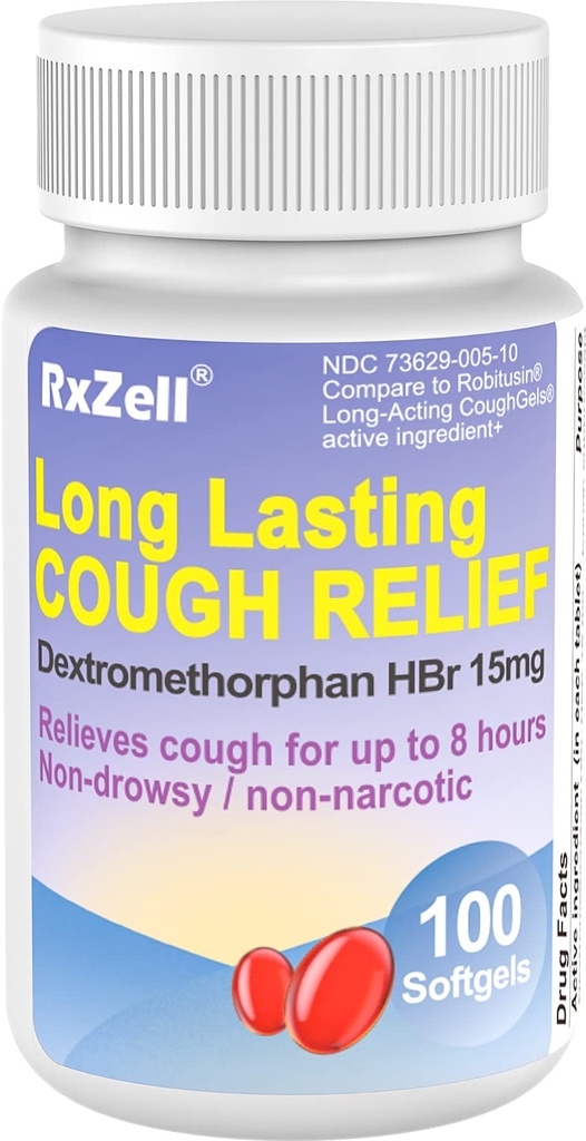Erwachsene Hustenentfernung, Dextromethorphan HBr 15mg (100 Softgels), 8 Stunden lang anhaltend, nicht-trossy, Husten/Bronchial unterdrückend