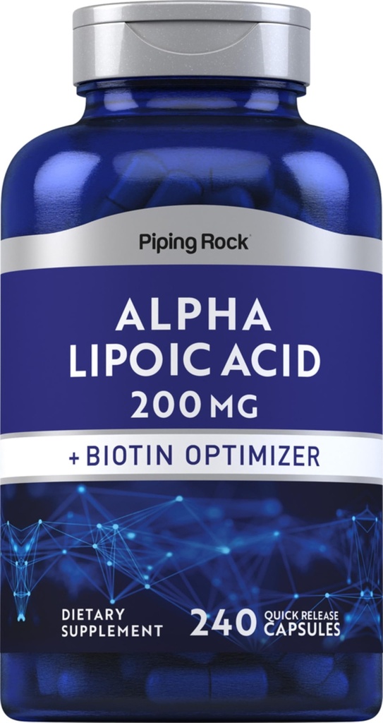 Piping Rock Alpha Lipoic Acid 200mg | 240 Kapseln | Plus Biotin | Non-GMO, Glutenfreie Ergänzung