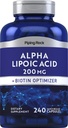 Piping Rock Alpha Lipoic Acid 200mg | 240 Kapseln | Plus Biotin | Non-GMO, Glutenfreie Ergänzung