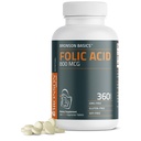 Bronson acido folico 800 MCG supporta lo sviluppo prenatale, 1 anno di fornitura, non OGM, 360 compresse