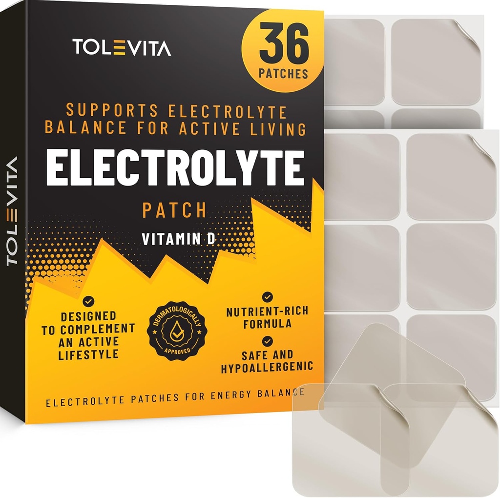 Patch elettrolita con vitamina D - 36 Pcs | Idratazione, bilancia elettrolita | Perfetto per sport, palestra, fitness e stili di vita attivi