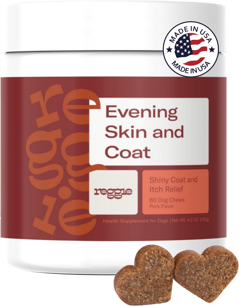 Reggie Skin & Coat Suppléments pour les chiens (en anglais seulement) Omega-3 Fish Oil & Vitamine E for Itchy Skin Relief, Shedding & Shiny Coat (en anglais seulement)
