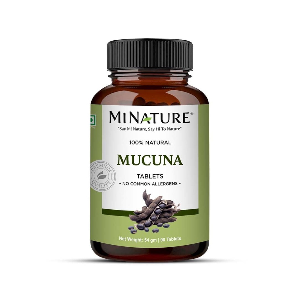 Mucuna Tabletten von mi Nature| | Pure & Natürliche Kräuter | Free from Chemical & Preservative| Plant Based Gluten Free |90 Tablet, 45 Tage Versorgung 1000mg