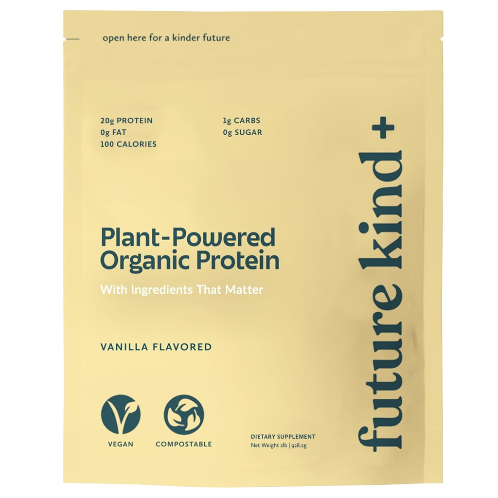 Future Kind Vegan Protein Powder, Vanille, Pea Plant Protein für Lean Muscle mit Eisen & Fiber, Whey-Free, Sugar-Free, Soy-Free, Non-Dairy (34 Servierungen)