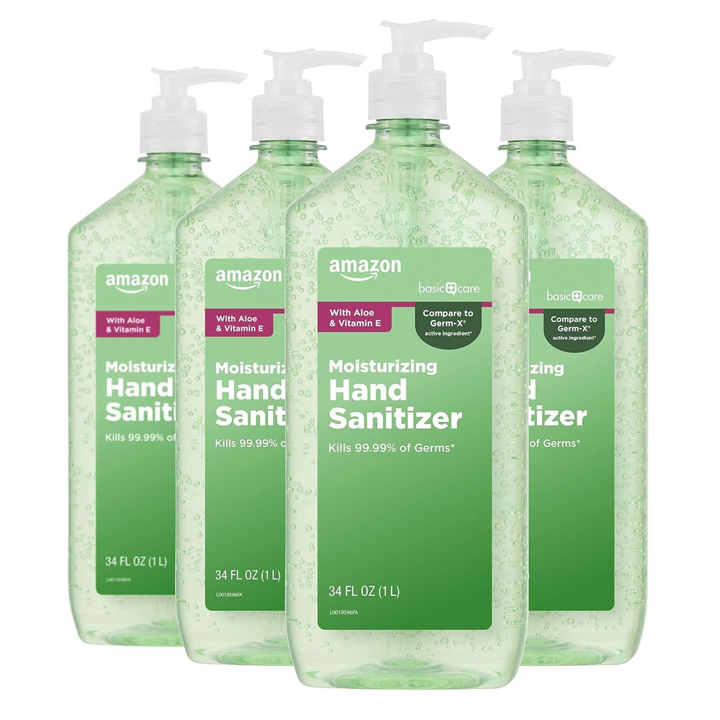Soins de base - Aloe Vera Hand Sanitizer 62%, 34 fl oz (paquet de 4)