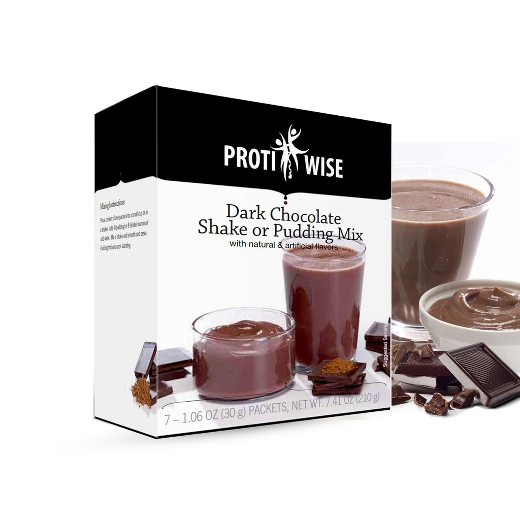 ProtiWise High Protein Shake & Pudding Mix | 15g Protein, Low Fat, Low Calorie, Low Sugar | Gluten Free KETO | Meal Sostituzione per il controllo della fame | Dark Chocolate Flavor | 7/Box