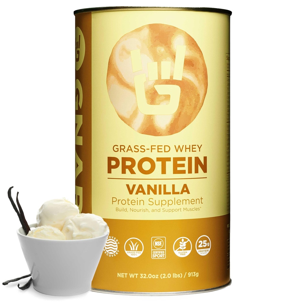 Gnarly Nutrition Vanilla Protéines Poudre – NSF Sport Certifié – 25g Protéines, Réparation musculaire – Poudre de lactosérum, Bouche lisse – Vanille, 32 oz