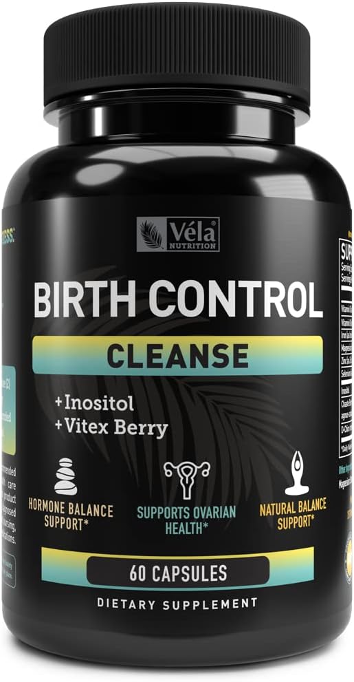 Vela Birth Control Cleanse Supplement | mit Inositol, Vitex Berry, Vitamin B und Zink | Gesunde Fruchtbarkeit & Hormon Balance Unterstützung | 60 Kapseln | 3rd Party Getestet, Non-GMO