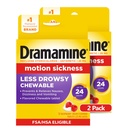 Dramamine Chewable moins somnolence, soulagement de la maladie du mouvement, crème framboise, 12 comtes, 2 paquets