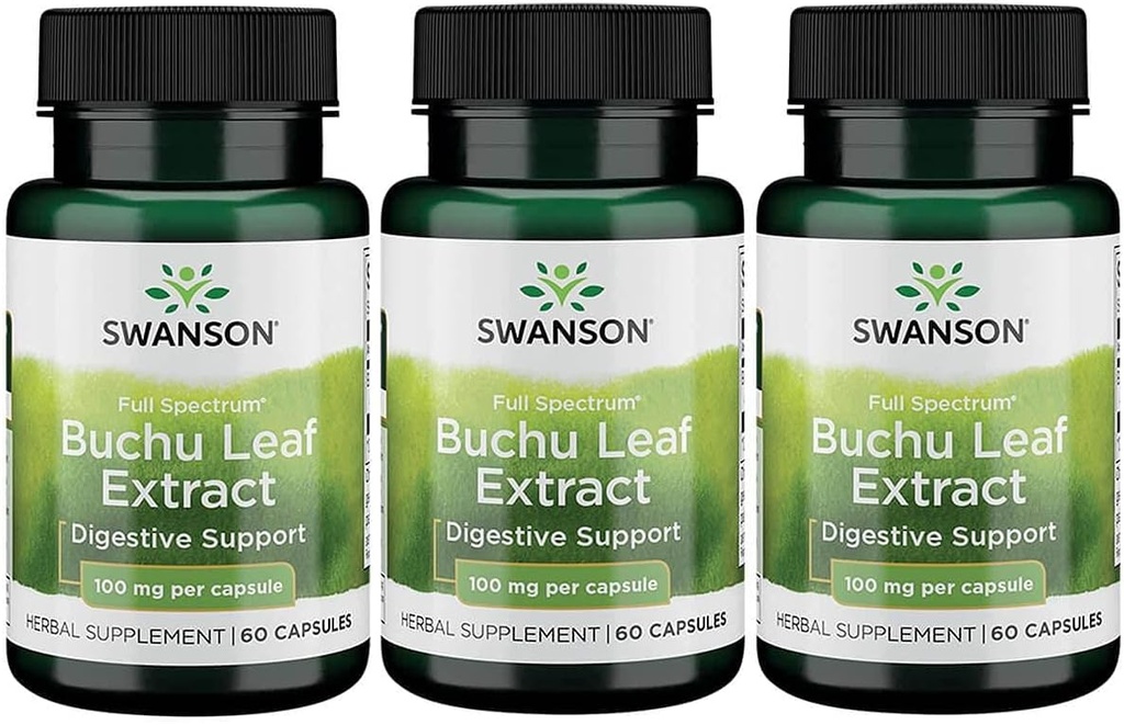 Swanson Buchu Leaf - 4:1 Extrakt - Kräuterergänzung - (60 Kapseln, 100mg Jeder) 3 Packung