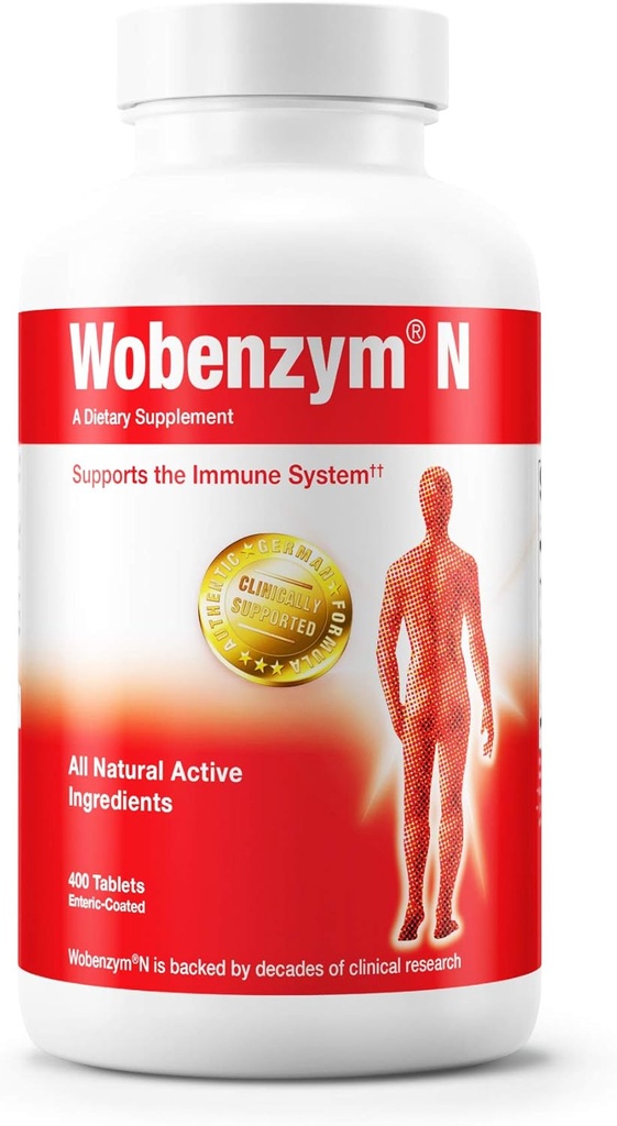 Laboratoires Douglas Wobenzym N - Supplément allemand authentique - Enzymes systémiques - Pour le système immunitaire et la santé conjointe* - Avec Papaine, Rutin et Bromelain - 400 comprimés entériques