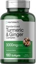 Horbäach Turmeric and Ginger Supplement | 3000 mg 180 Softgel Pillen | mit schwarzem Pfeffer Extrakt | Non-GMO, Glutenfreie Ergänzung