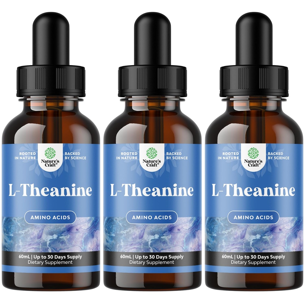 Gocce liquide L-teanina - Nootropic Focus Supplement con L Theanine 200mg Per Serving and Chamomile Extract - Supplemento per adulti e bambini Relax and Focus - 6oz