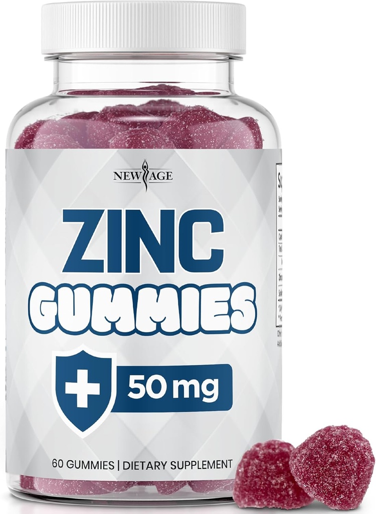 NOUVEAUX Gommies Zinc d'ÂGE - 50mg High Imune Booster Zinc Supplément, Imune Défense, puissant antioxydant naturel, non-OGM - par nouveau âge (60 comte (paquet de 1))