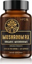 HPD Rx Mushroom Rx Organic Mushroom Extract Blend Max Immunity Dose, Lion’s Mane, Chaga, Reishi, Shiitake Maitake & Turkey Tail Mushroom Supplements | 2250 mg, 30-Day Supply, Confezione da 1
