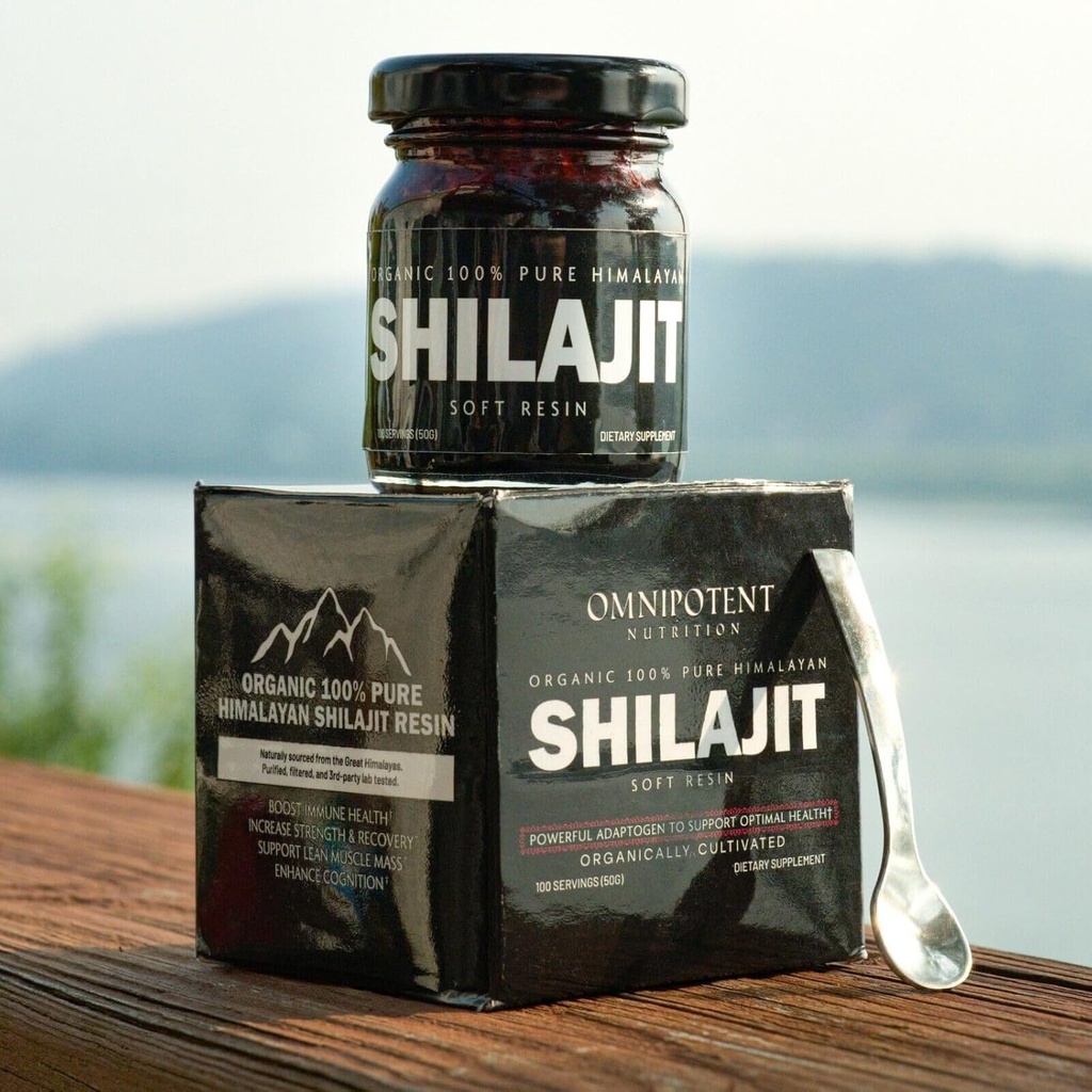 Himalayan Shilajit Resin - Organische Shilajit-Ergänzung aus hohen Altitudes - 500mg reines Naturharz & Fulvic Acid, 85+ Spurenminerale (50g (100 Portionen) + Spoon)