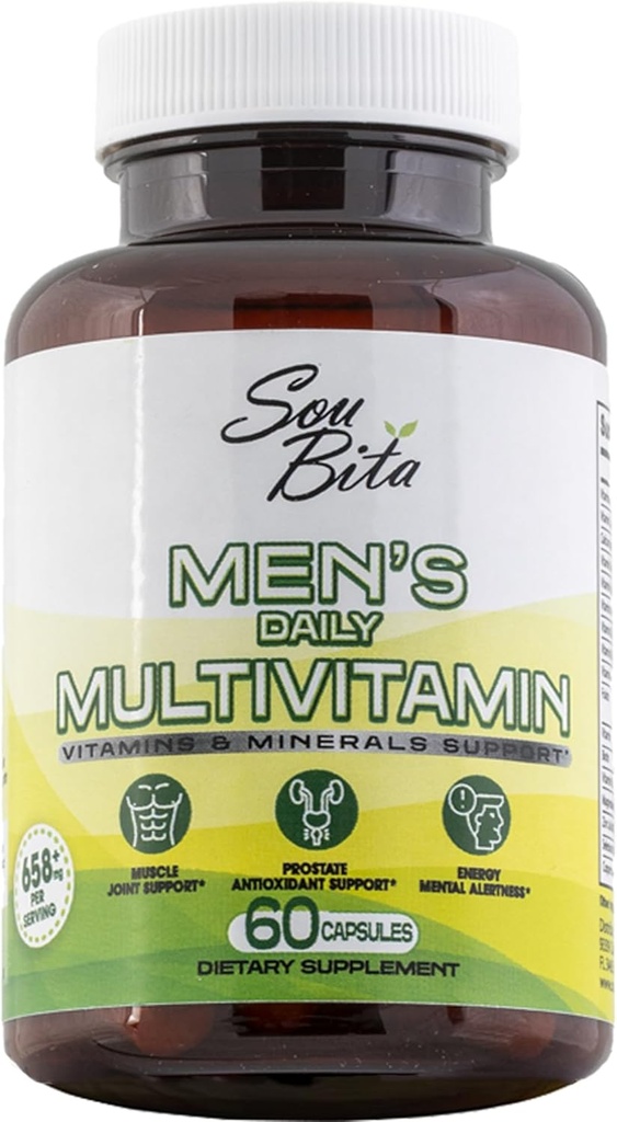 Vitamine per Men-Daily Multivitaminici per Men Supporto per Energia, Immunità, Focus e Performance. Mens Vitamine A, B12, C, D, E, Zinco, Calcio e Magnesio. Capsule vegetali multivitaminici da uomo.