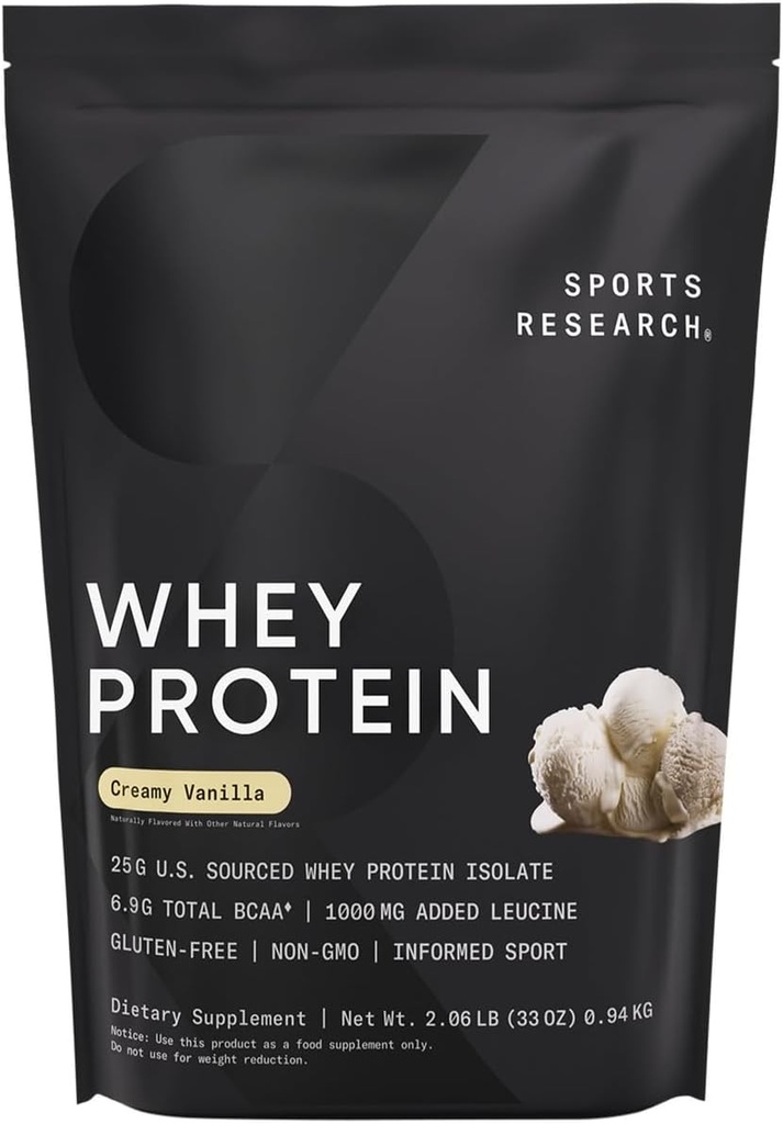 Whey Protein Isolate - Proteine per Nutrizione Sportiva Polvere 25g per Serving - Proteine del siero della borsa 2.1lb - Vanilla Flavor - Polvere di proteina Bulk, 26 Serve