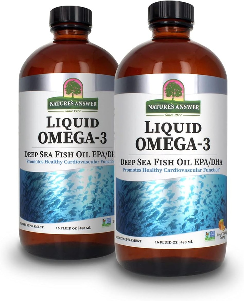 Nature's Answer Liquid Omega-3.000 Huile de poisson de haute mer avec supplément alimentaire EPA/DHA.