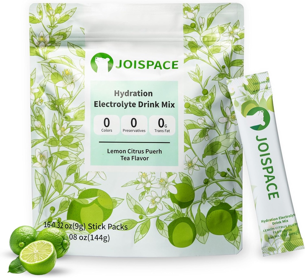 JOISPACE Elektrolyt-Getränk-Mischung mit Tee-Polyphenole | Schnelle Hydration & Elektrolyte Boost | Non-GMO, Vegan, Gluten-Free | Lemon Lime Tee, 16 Servierungen